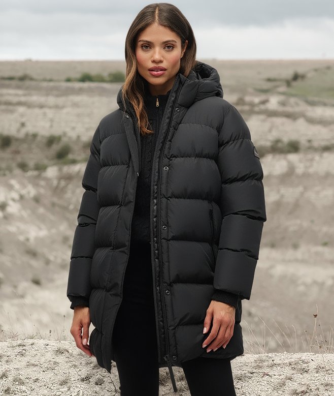 superdry Hooded Sports Puffer Mid Length Jacket