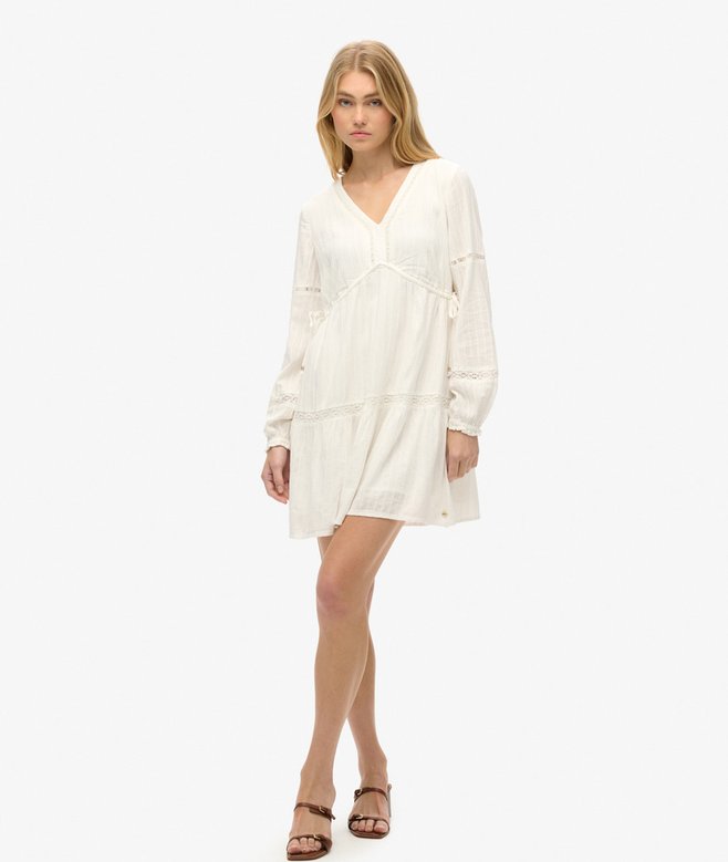 Superdry Ibiza Long Sleeve Tiered Mini Dress