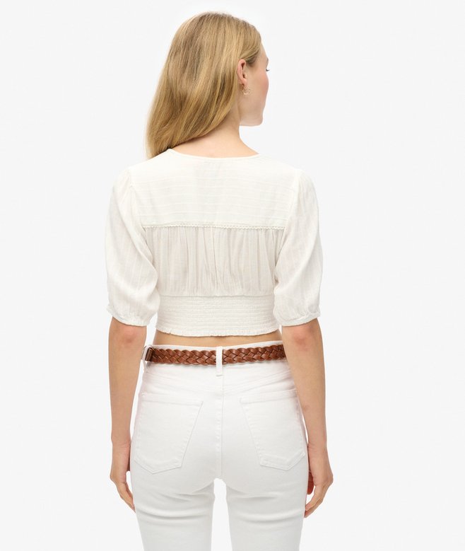 Superdry Ibiza Short Sleeve Lace Trim Top