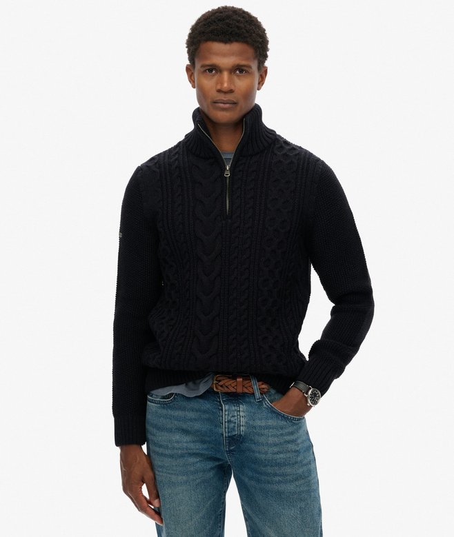 Superdry Jacob Cable Knit Half Zip Jumper