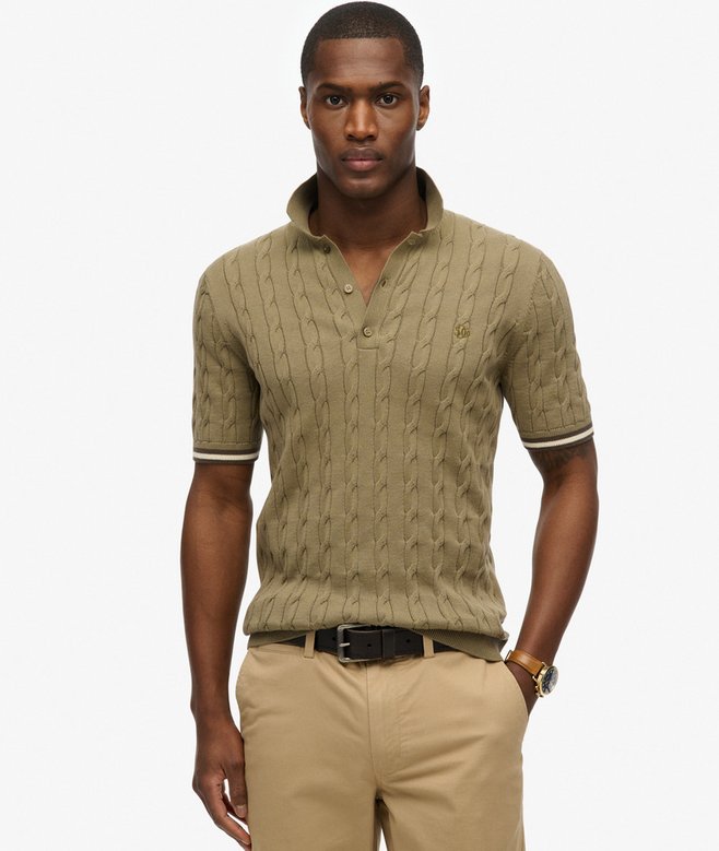 superdry Knitted Texture Short Sleeve Polo Shirt