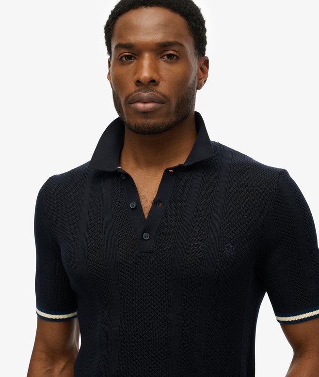 Superdry Knitted Texture Short Sleeve Polo Shirt
