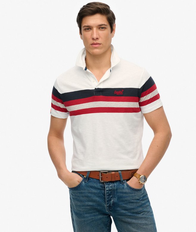 superdry Lightweight Stripe Jersey Polo Top