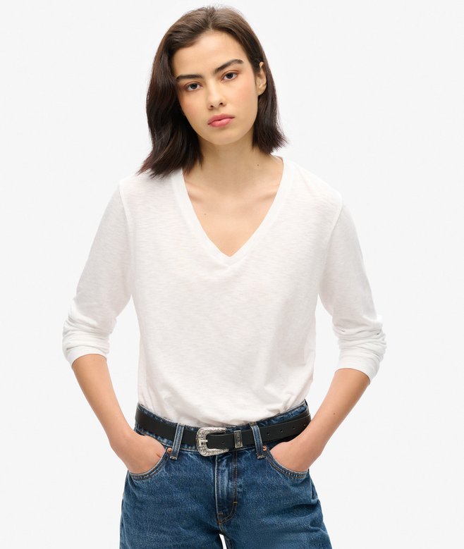 superdry Long Sleeve Jersey V-Neck Top