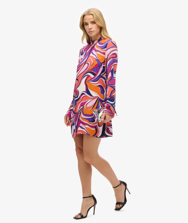 Superdry Long Sleeve Printed Mini Dress