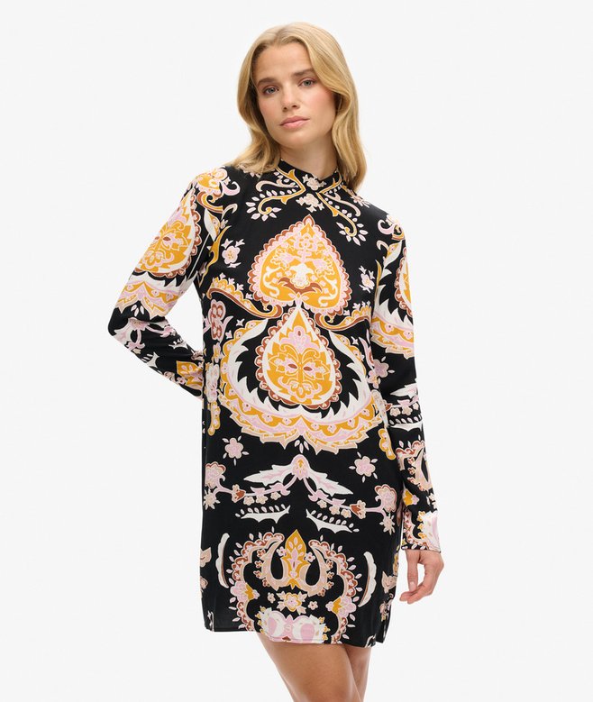 superdry Long Sleeve Printed Mini Dress