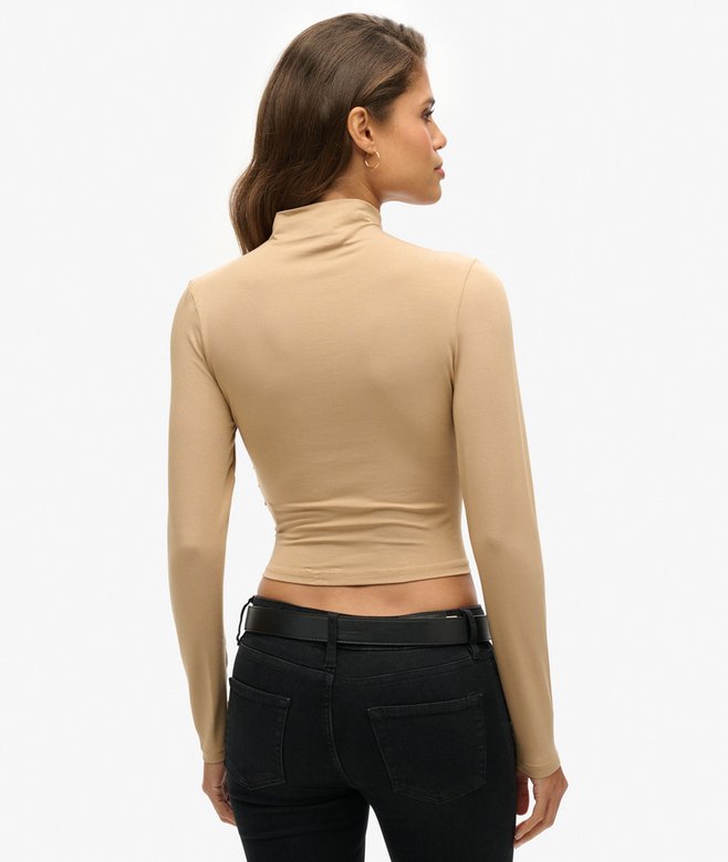 Superdry Long Sleeve Ruched Mock Neck Top