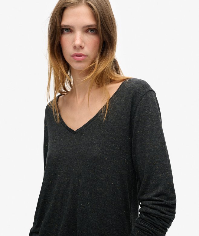 Superdry Long Sleeve V Neck Jersey Top