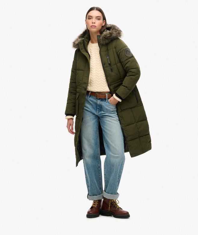 superdry Longline Faux Fur Everest Coat