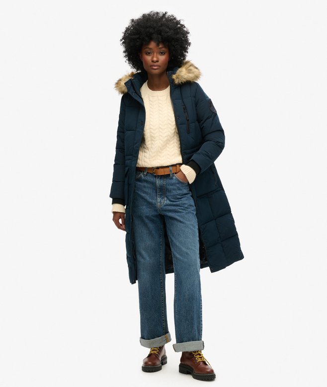 superdry Longline Faux Fur Everest Coat