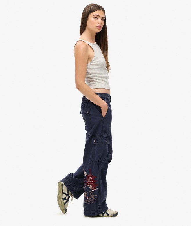 Superdry Low Rise Embroidered Cargo Pants