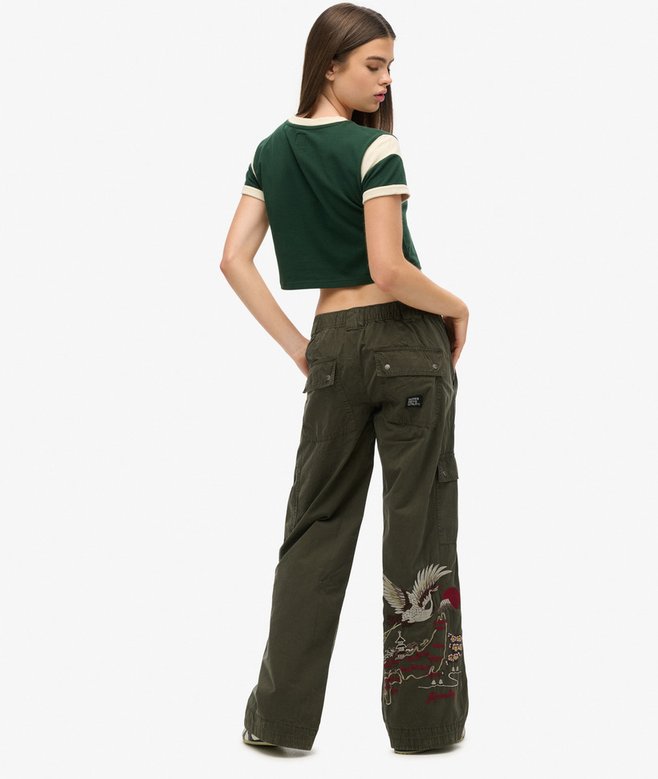 superdry Low Rise Embroidered Cargo Pants