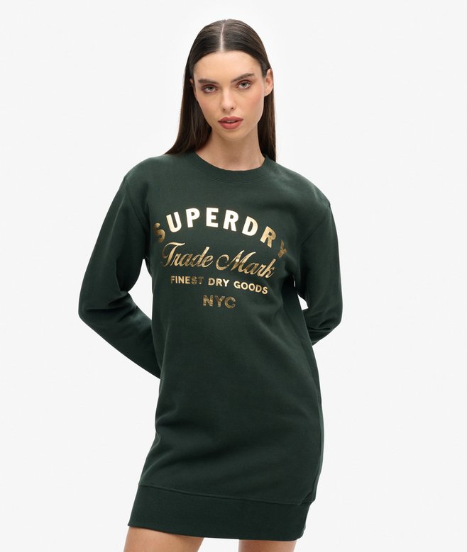 superdry Luxe Metallic Logo Jersey Dress