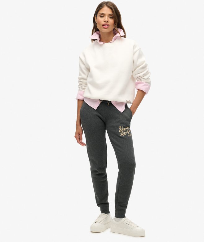 superdry Luxe Metallic Logo Slim Joggers