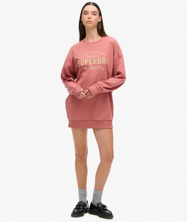 Superdry Luxe Metallic Logo Sweat Dress