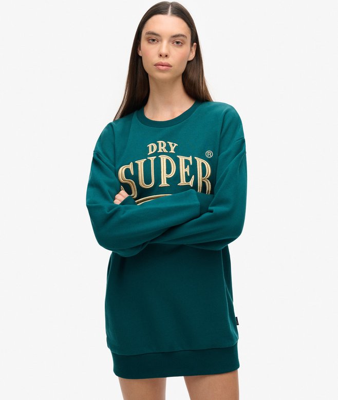 superdry Luxe Metallic Logo Sweat Dress