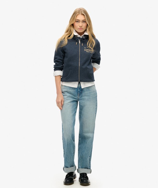 Superdry Luxe Metallic Logo Zip Hoodie