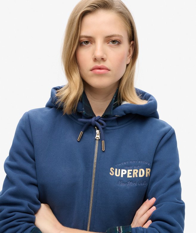 Superdry Luxe Metallic Logo Zip Hoodie
