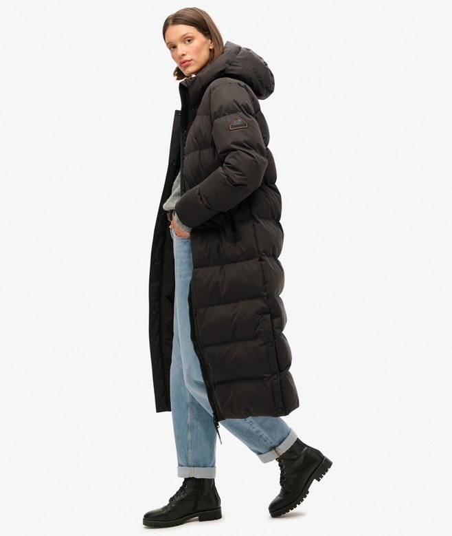superdry Microfibre Longline Puffer Coat