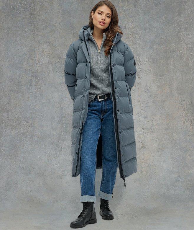 superdry Microfibre Longline Puffer Coat