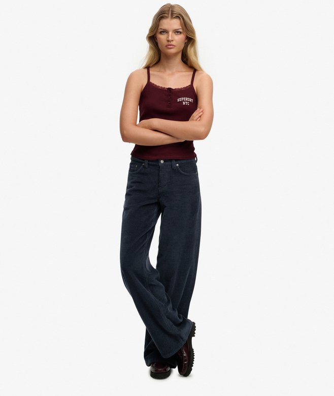 superdry Mid Rise Baggy Jumbo Cord Pants