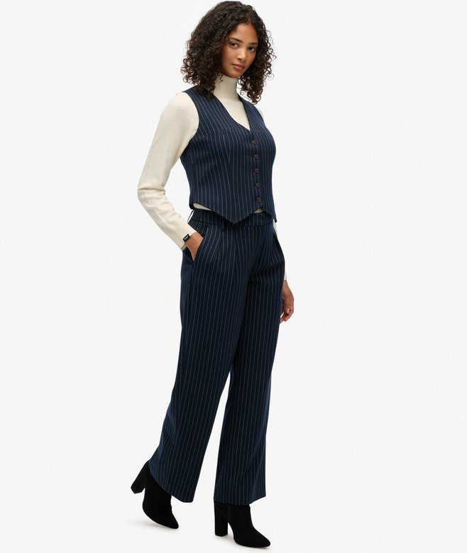 superdry Mid Rise Pinstripe Trousers