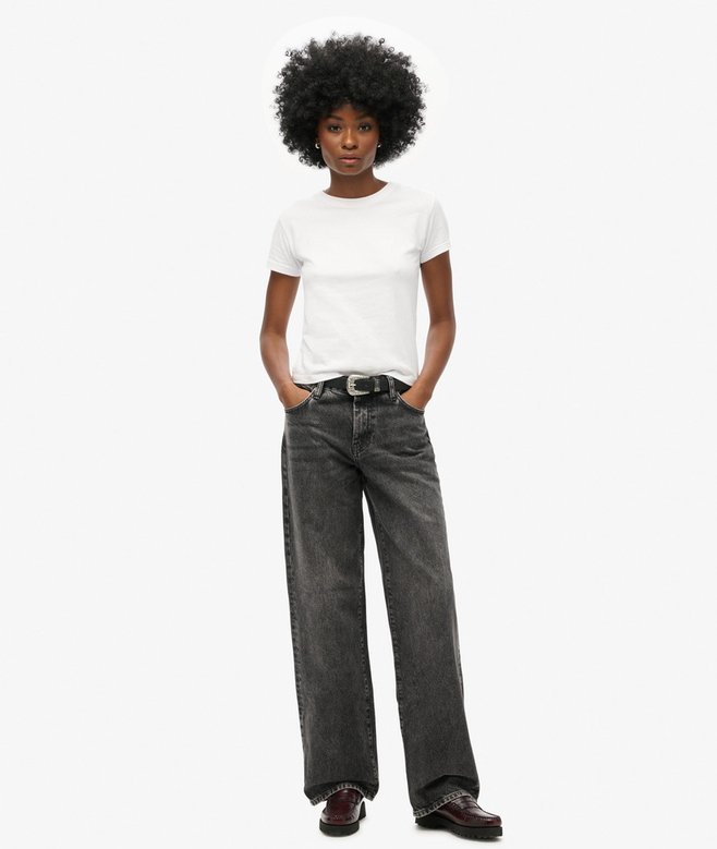 superdry Mid Rise Wide Leg Jeans