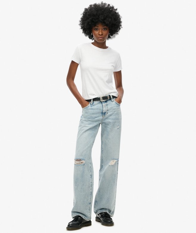 superdry Mid Rise Wide Leg Jeans