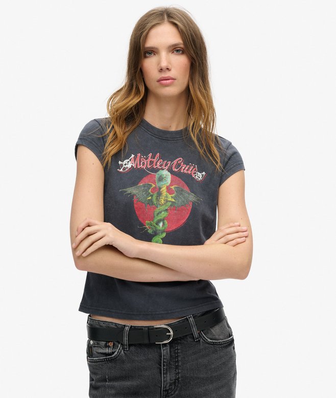 superdry Motley Crue x Superdry Cap Sleeve T-Shirt