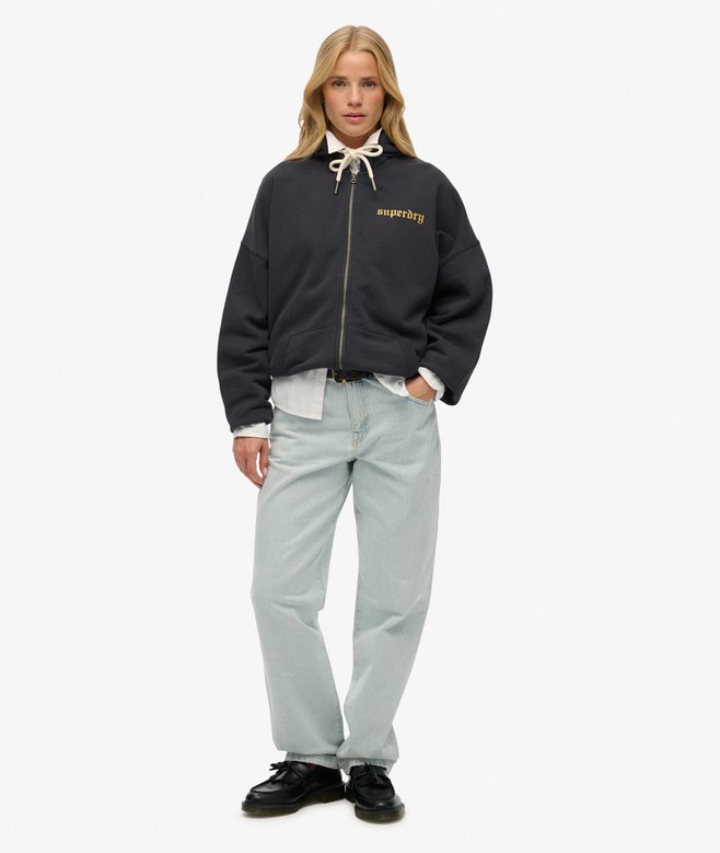 Superdry Old School Tattoo Oversized Zip Hoodie