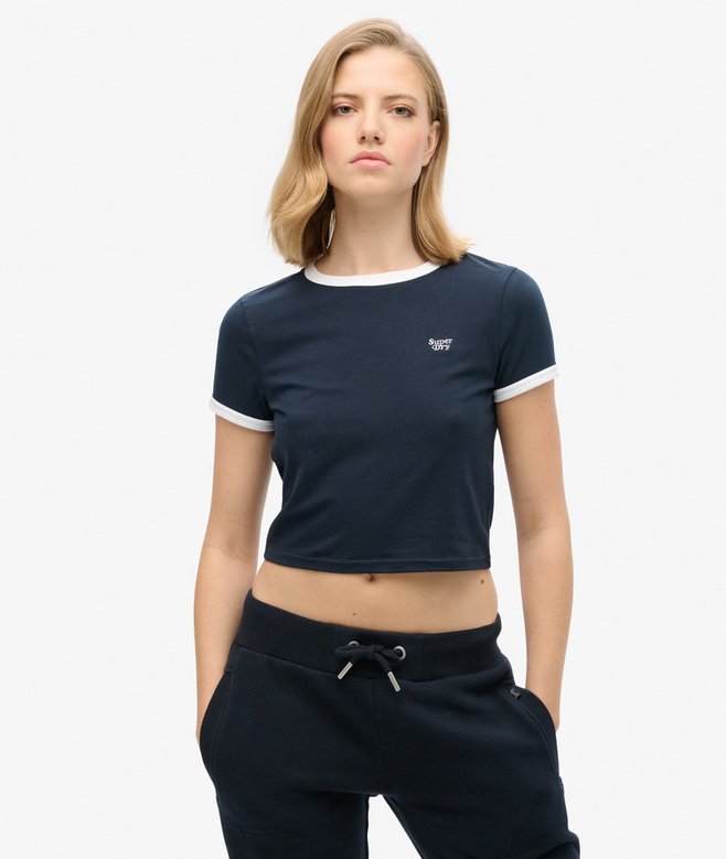 superdry Organic Cotton Ringer Crop T-shirt