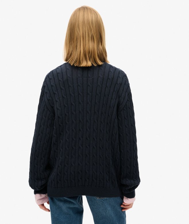 Superdry Oversized V Neck Cable Jumper