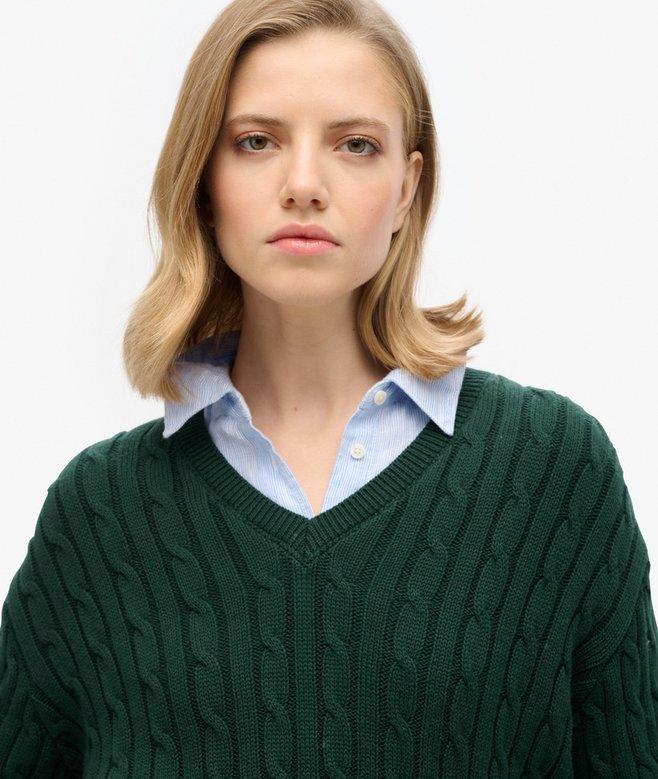 Superdry Oversized V Neck Cable Jumper