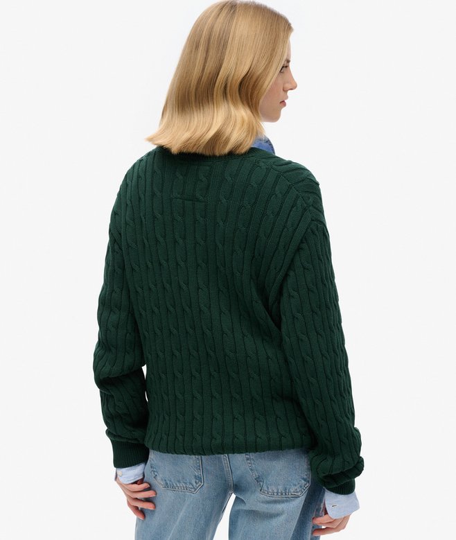 Superdry Oversized V Neck Cable Jumper