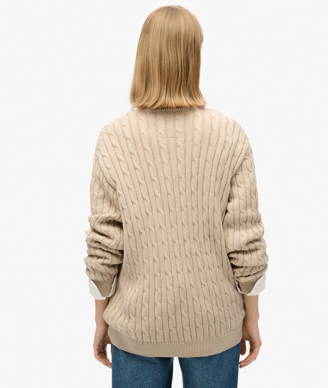 Superdry Oversized V Neck Cable Jumper