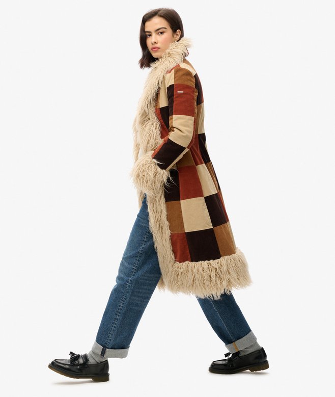 Superdry Patchwork Long Afghan Coat