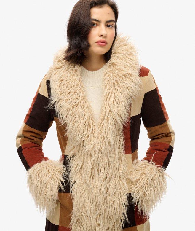 superdry Patchwork Long Afghan Coat