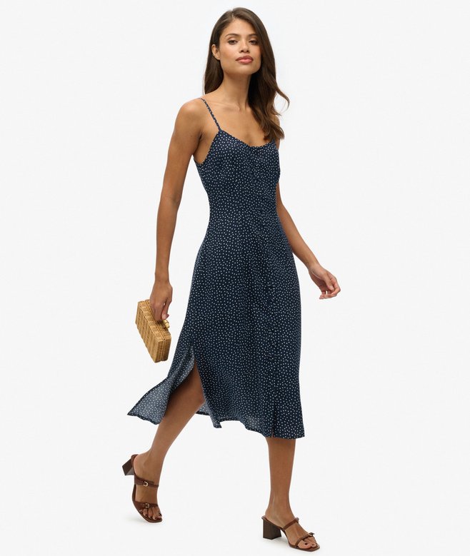 Superdry Printed Button-Up Cami Midi Dress