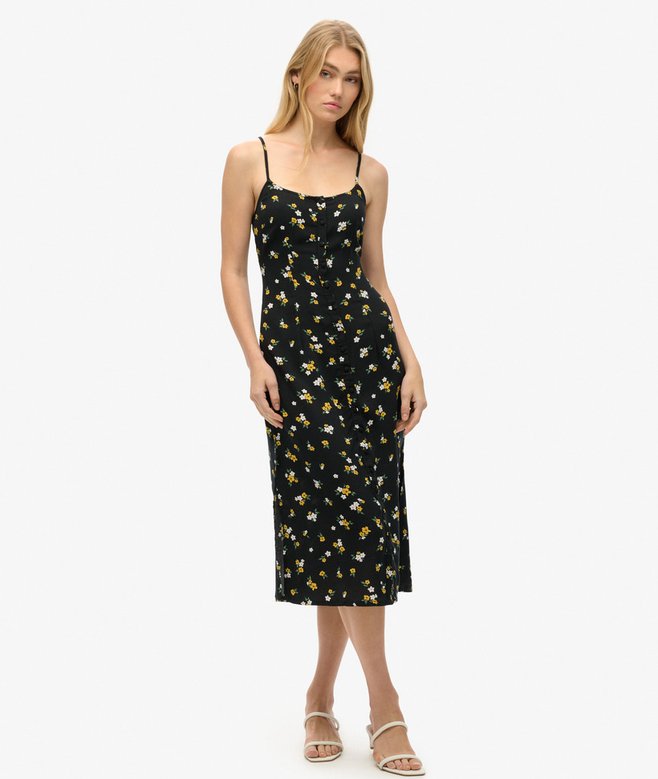 superdry Printed Button-Up Cami Midi Dress
