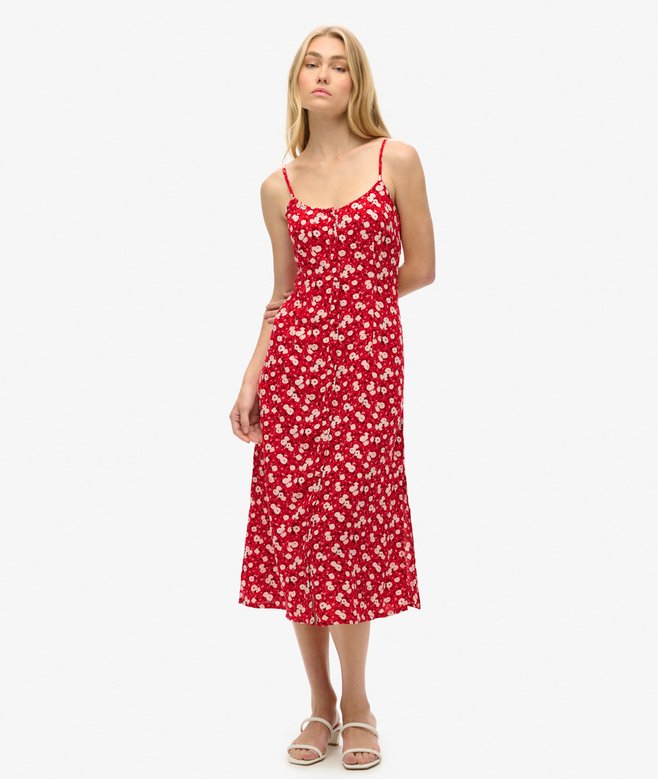superdry Printed Button-Up Cami Midi Dress