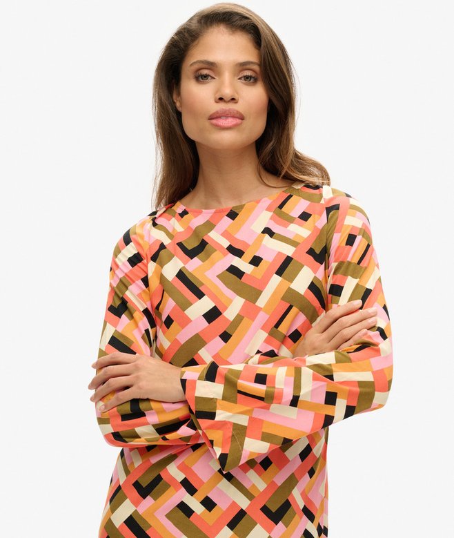 Superdry Printed Open Back Mini Dress