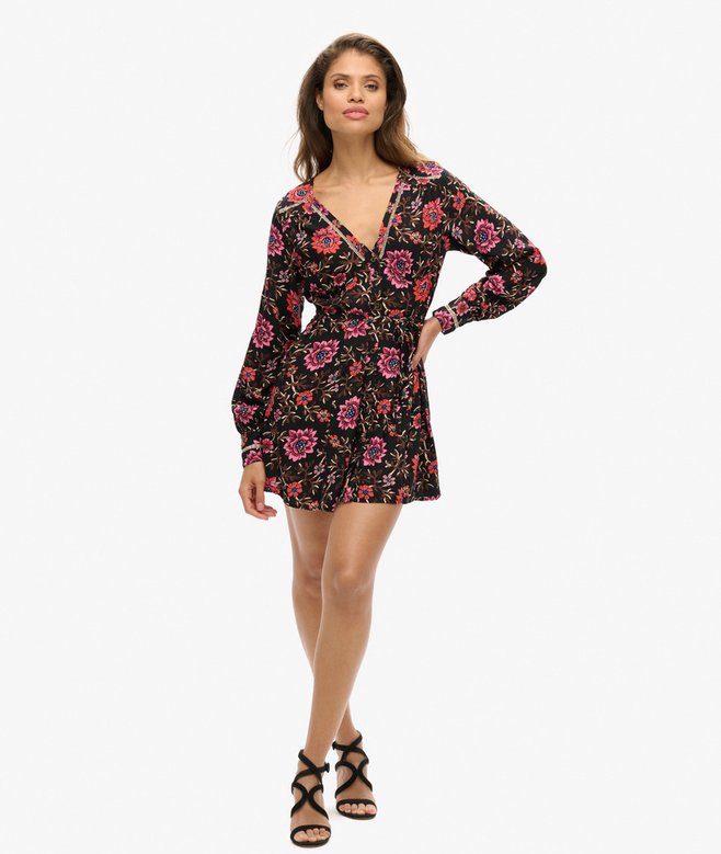 Superdry Printed V-Neck Mini Tea Dress