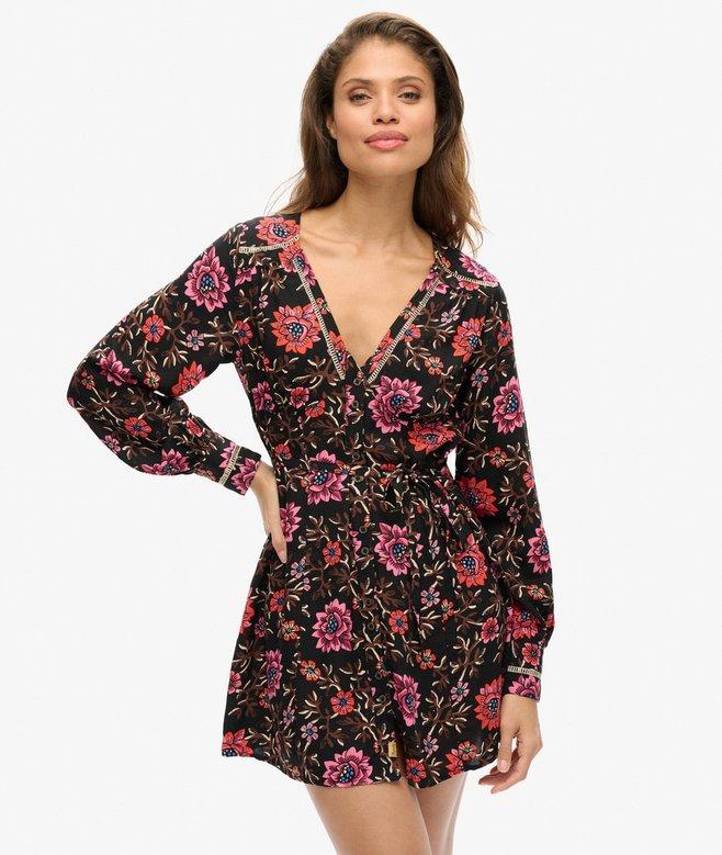 superdry Printed V-Neck Mini Tea Dress