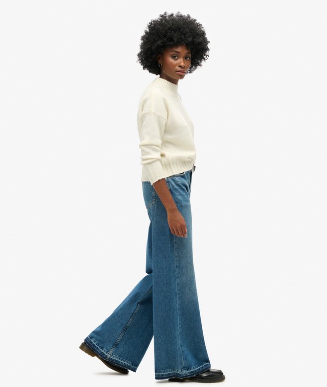 Superdry Raw Hem Wide Leg Flare Jeans