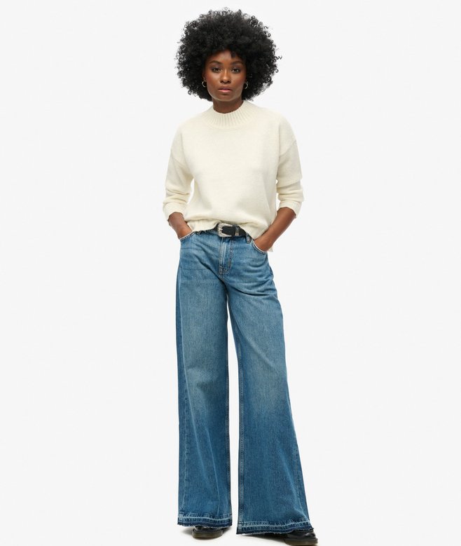 superdry Raw Hem Wide Leg Flare Jeans