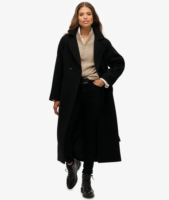 Superdry Relaxed Long Wool Blend Coat