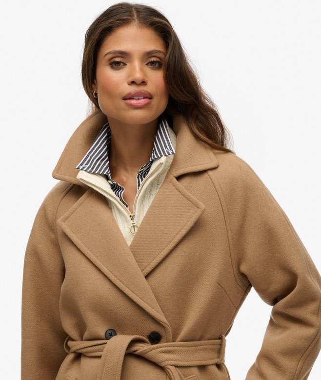 Superdry Relaxed Long Wool Blend Coat