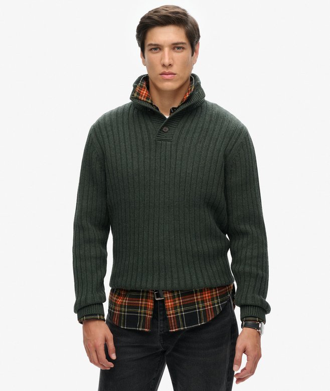 superdry Ribbed Half Button Jumper