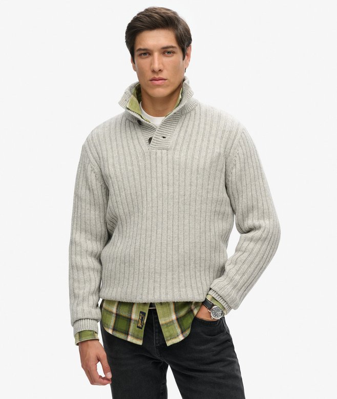 superdry Ribbed Half Button Jumper