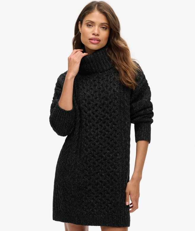 superdry Roll Neck Cable Jumper Dress